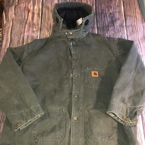 Men’s Vtg 90’s Carhartt Duck-Canvas hoodie insulated work jacket size 2Xl